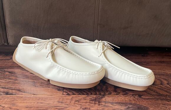 $850 NIB Men\'s Bottega Veneta White Leather Driving Shoes Size 42(9) main image 10